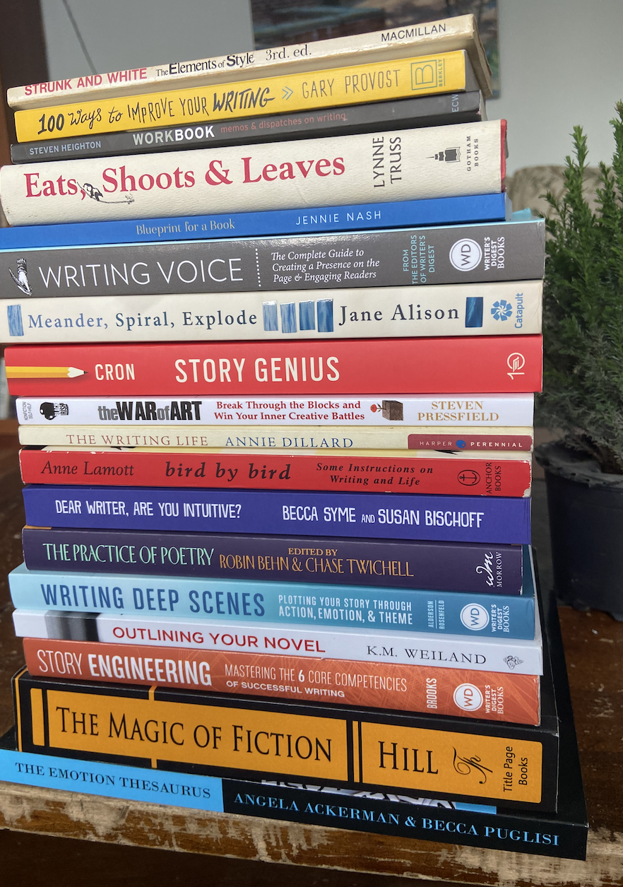 a pile of writing and craft books