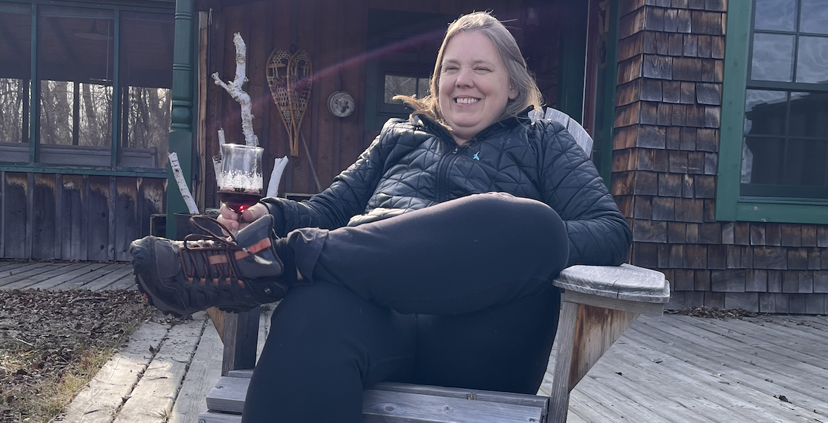 The blogger, drinking wine